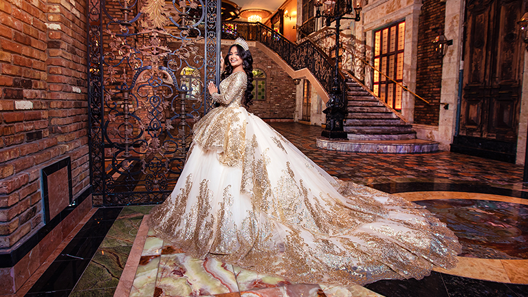 Vestido para quinceañeras dorado