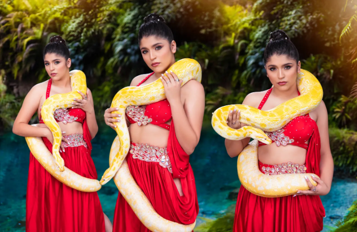 photoshoot de quinceñearas con culebra