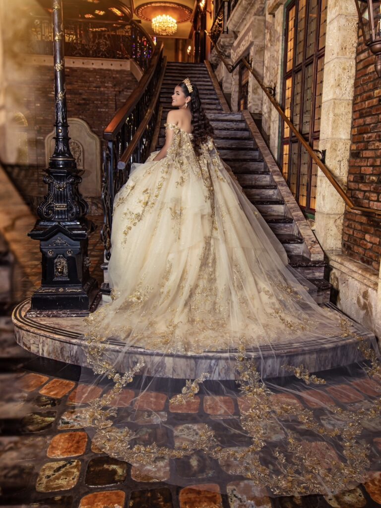 vestido quince champangne