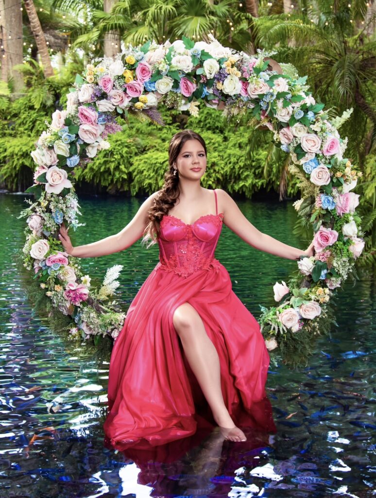 pink water dress quinceañera