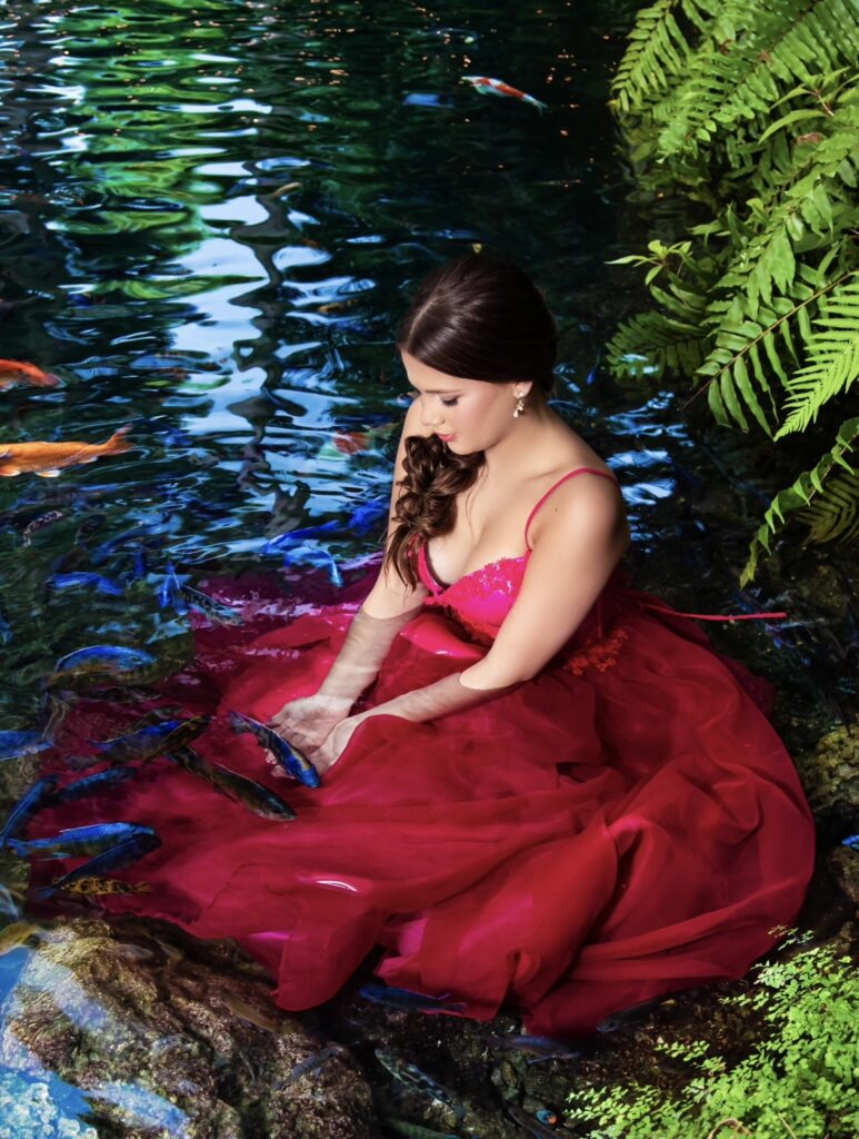 water dress quinceañera rojo