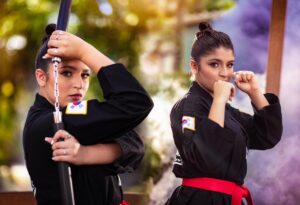 Karate-inspired quinceañera photoshoot — martial arts strength and elegance combined in Non-Typical Quinceañera Photography.