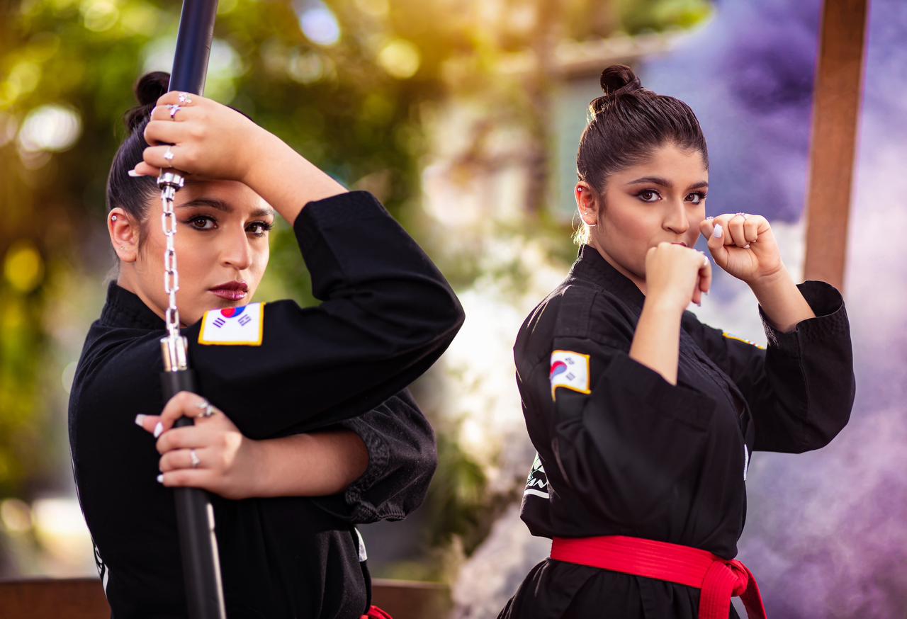 Karate-inspired quinceañera photoshoot — martial arts strength and elegance combined in Non-Typical Quinceañera Photography.